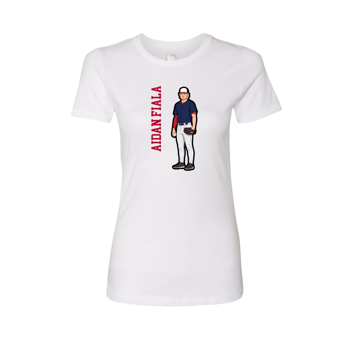 Fitted Women's Tee — Name Vertical in White