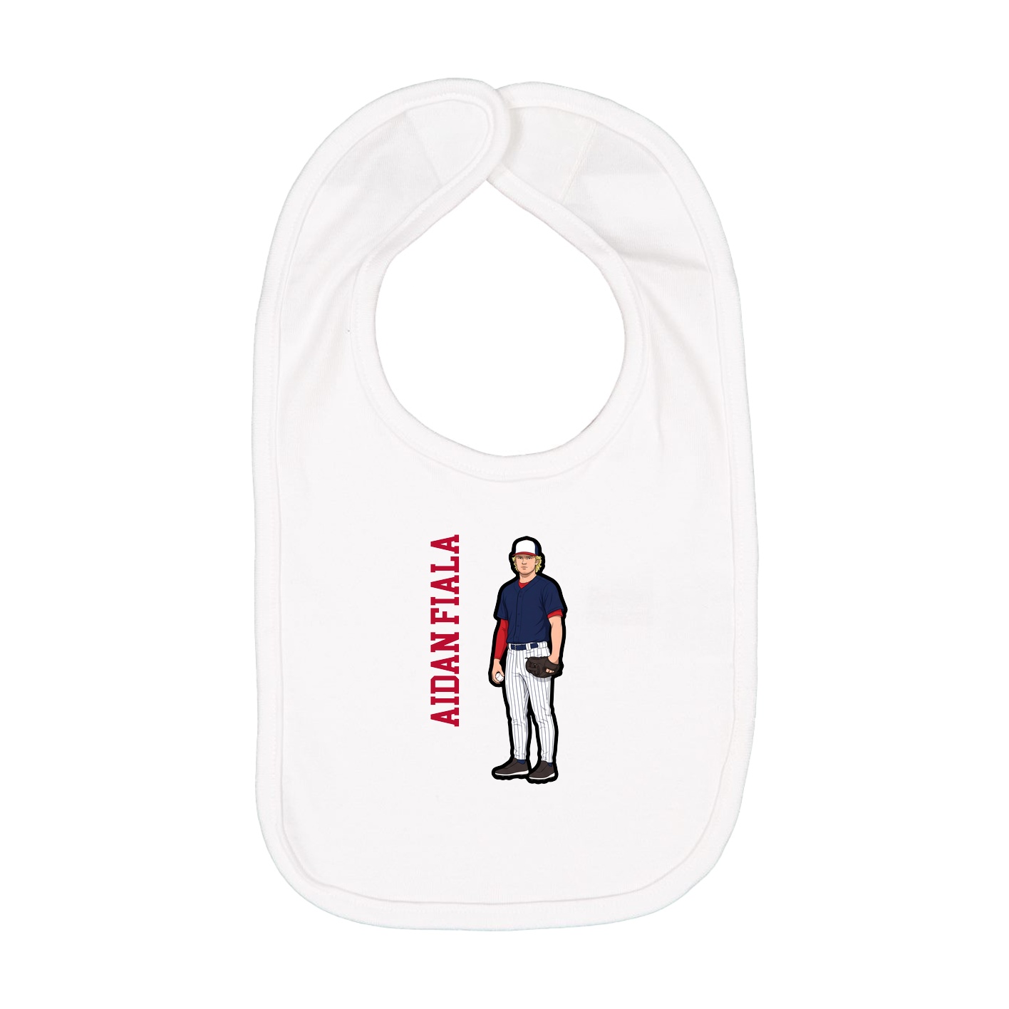 Infant Bib — Name Vertical in White