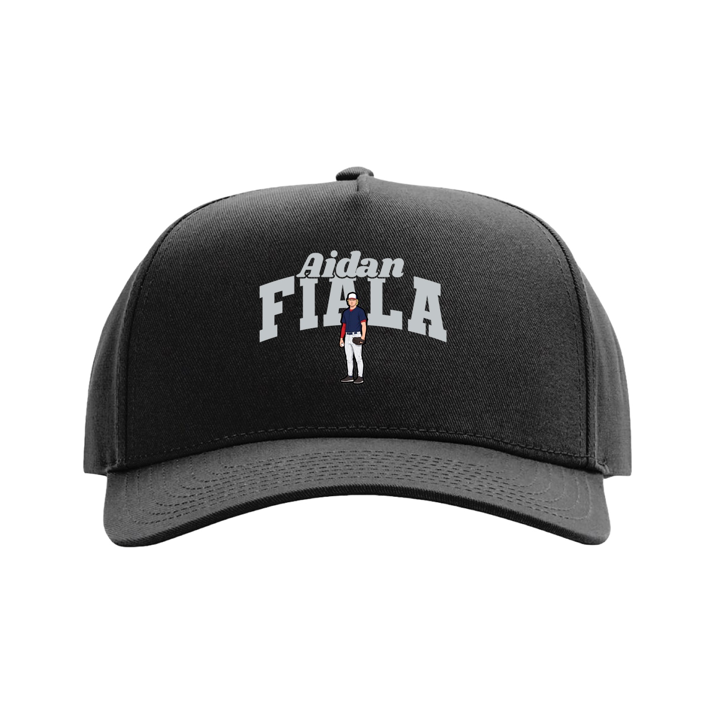Full Fabric Five-Panel Champ Cap — Signature Arch in Black