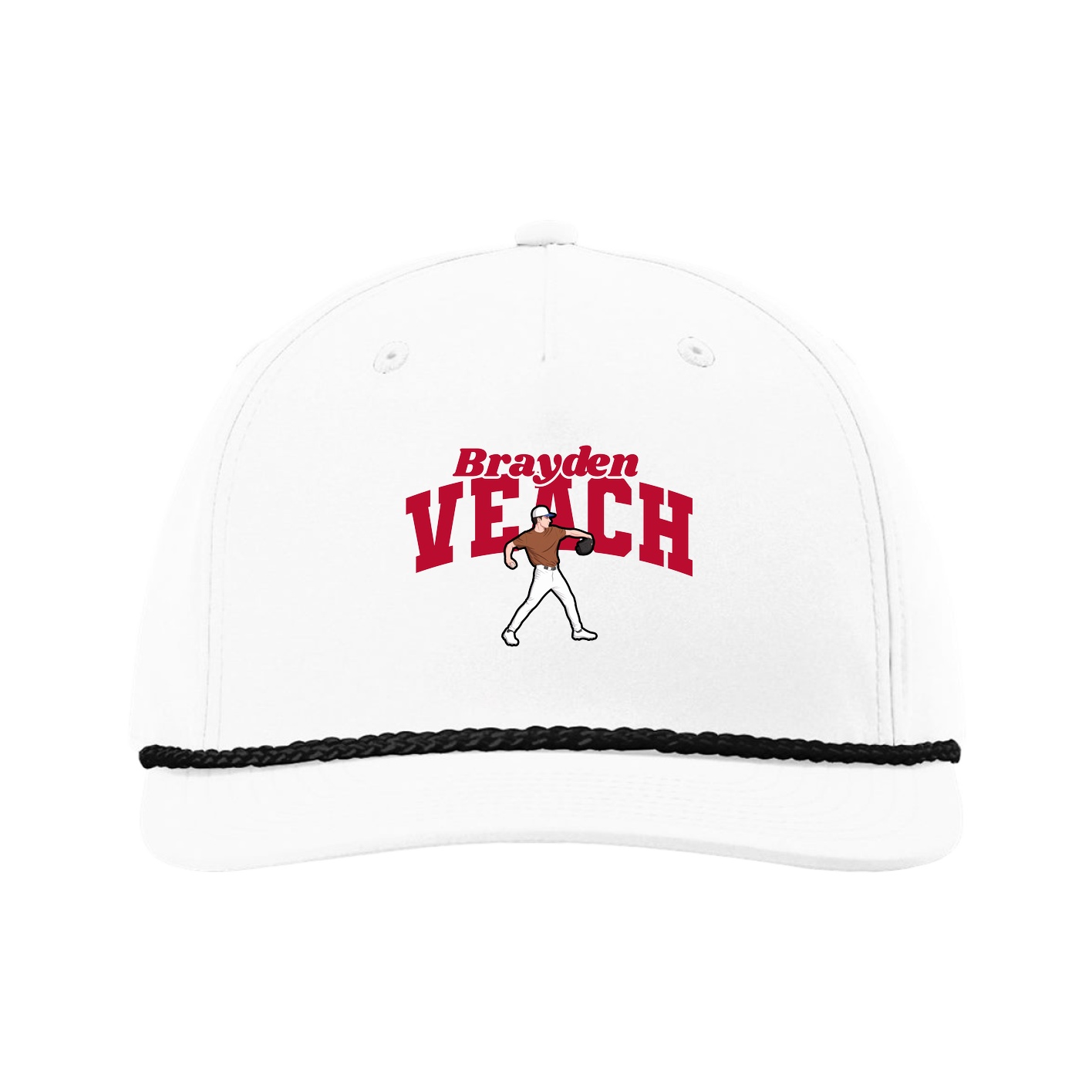 Five-Panel Classic Rope Cap — Signature Arch in White