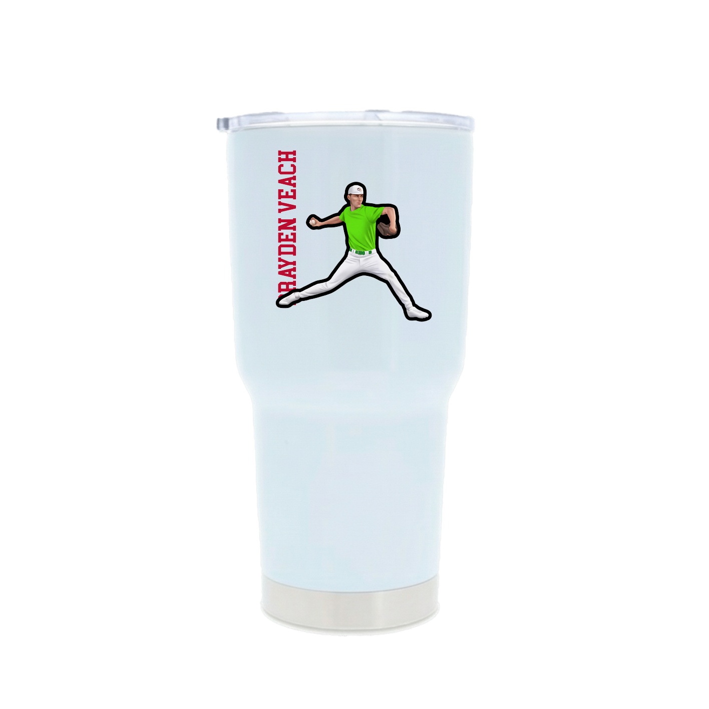 30oz Stainless Steel Tumbler — Name Vertical in White