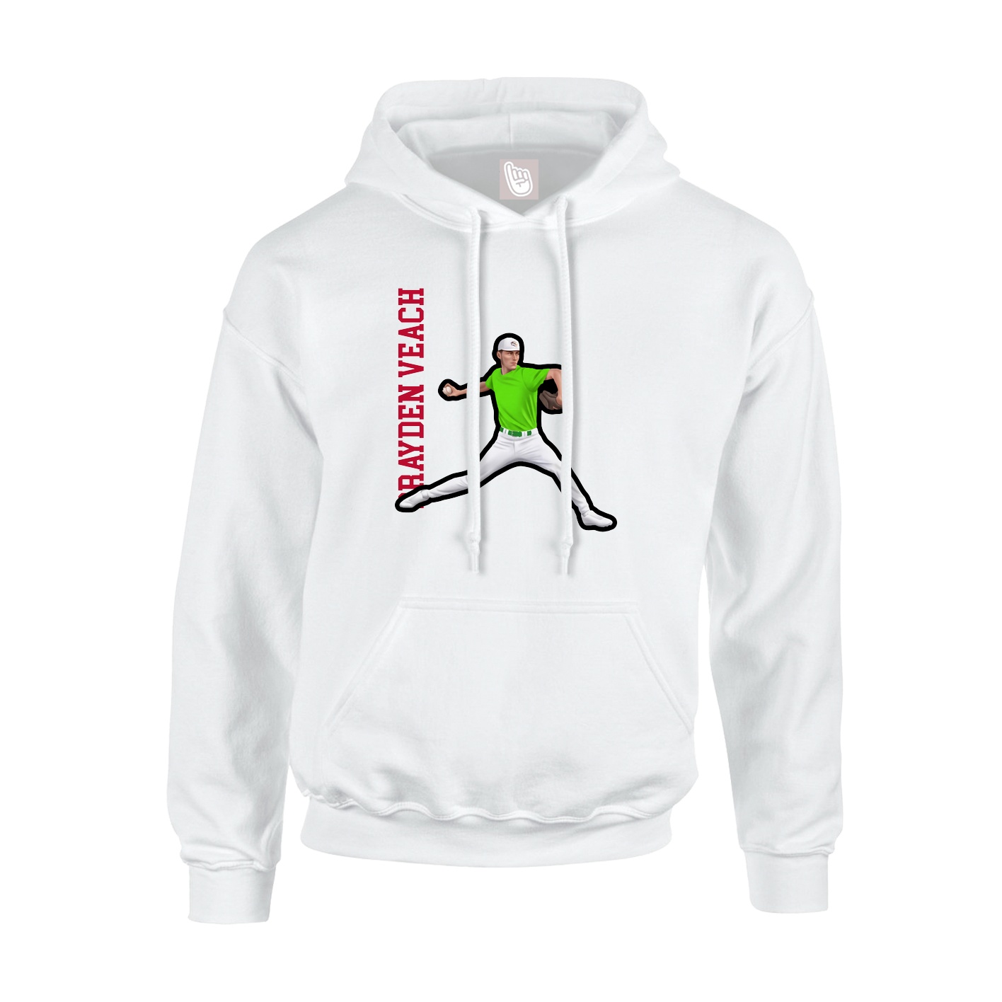 Youth Hoodie — Name Vertical in White