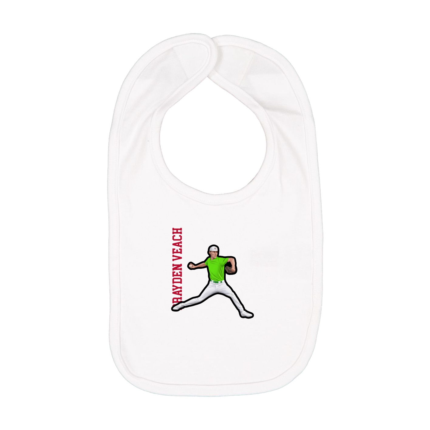 Infant Bib — Name Vertical in White