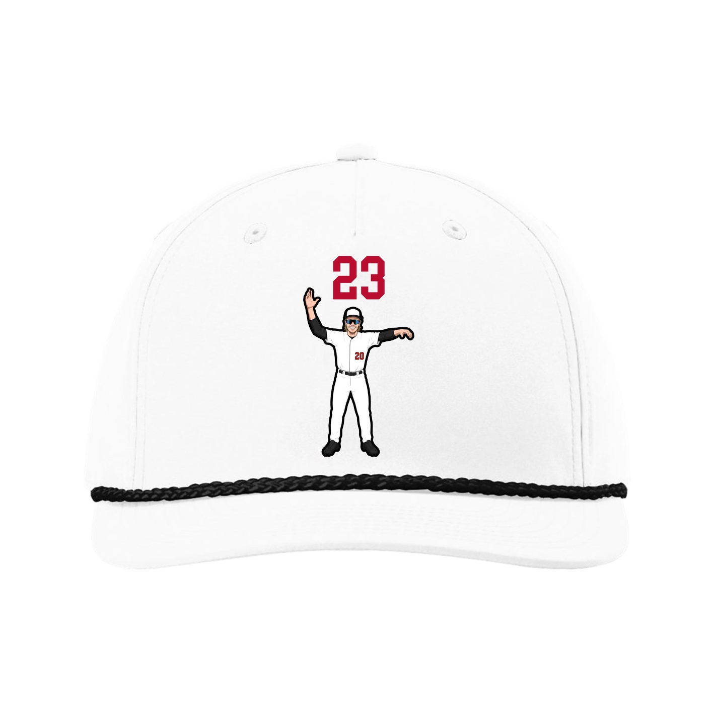 Five-Panel Classic Rope Cap — Number Top in White