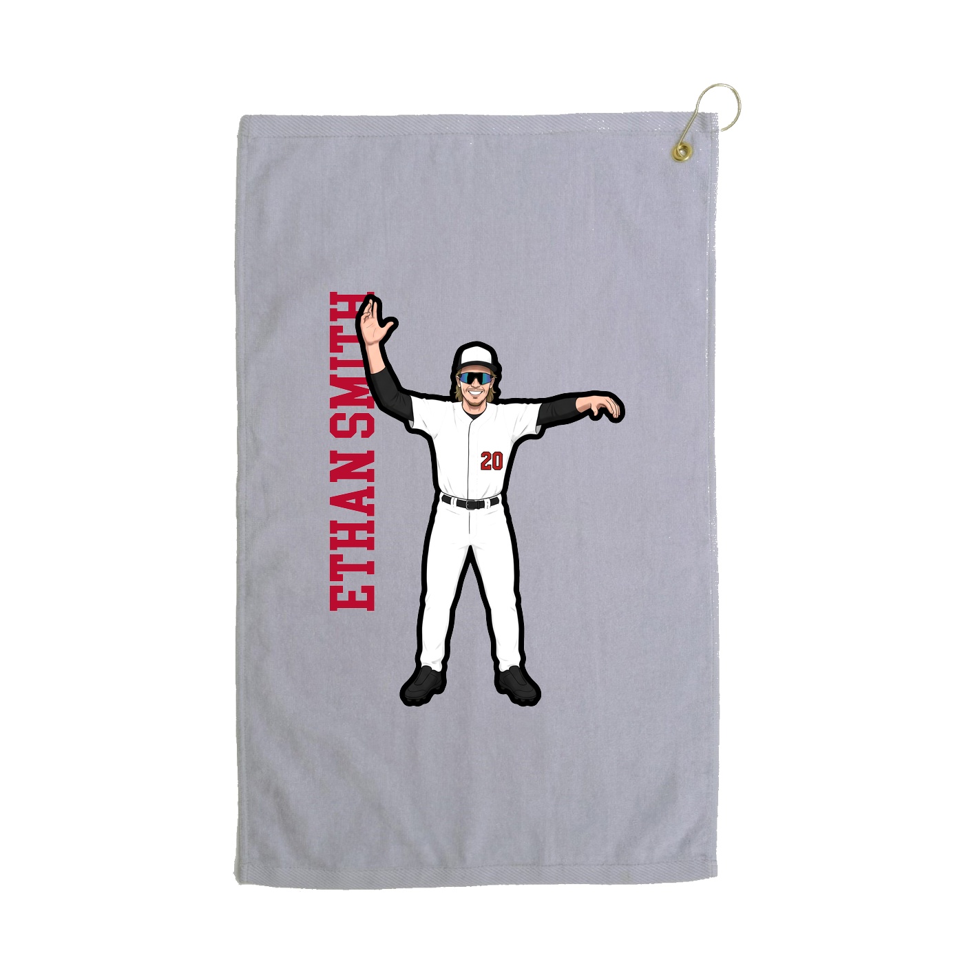 Golf Towel — Name Vertical in Grey