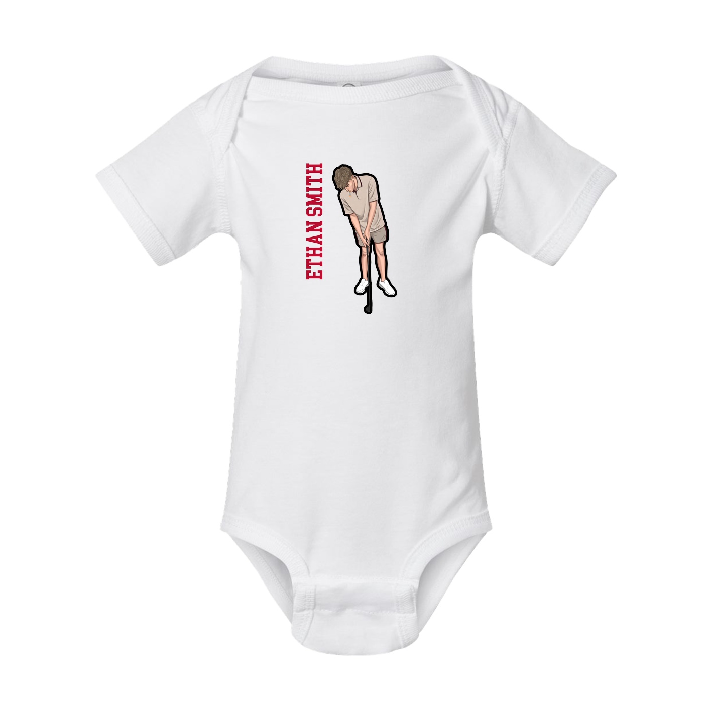 Baby Onesie — Name Vertical in White
