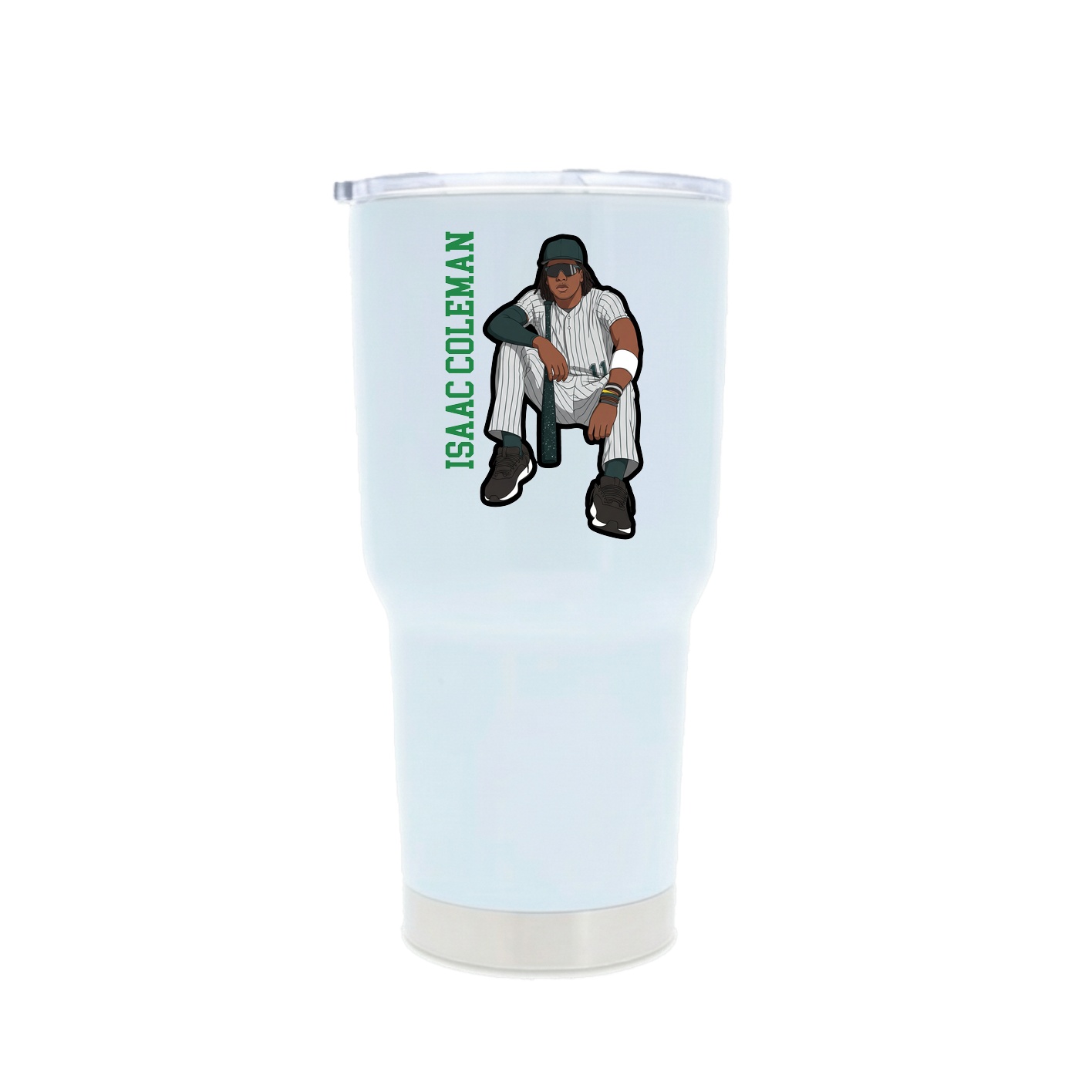 30oz Stainless Steel Tumbler — Name Vertical in White