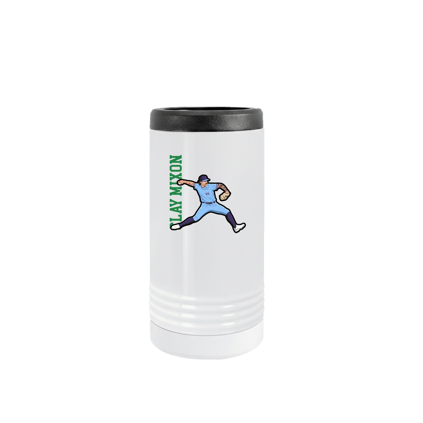 Slim Beverage Holder — Name Vertical in White