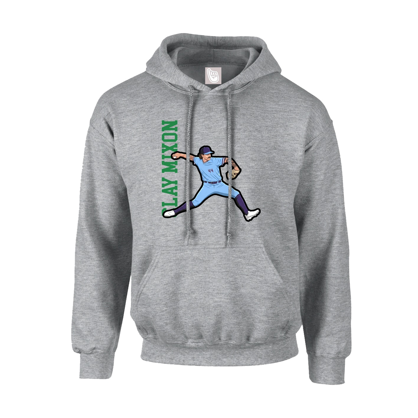 Youth Hoodie — Name Vertical in Grey