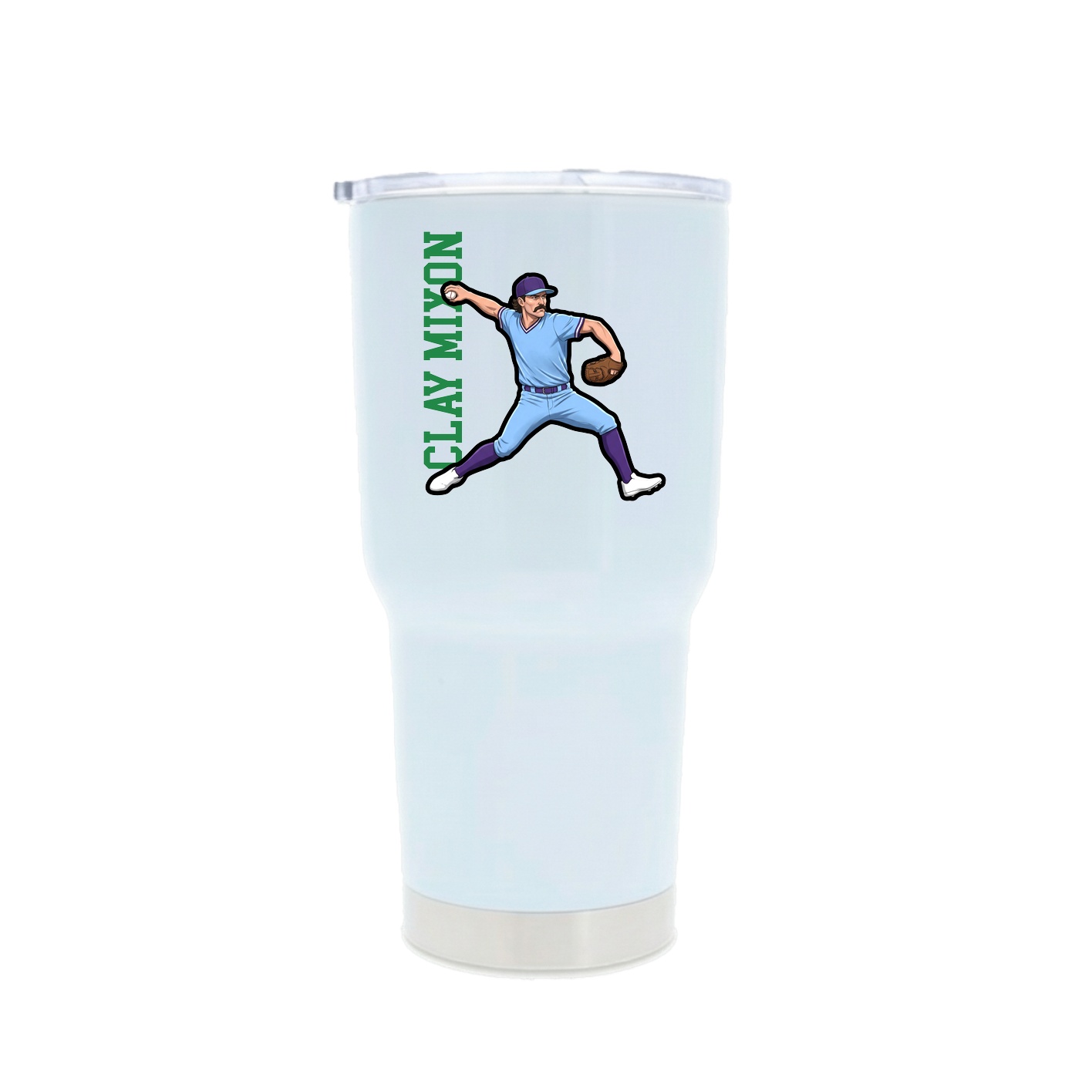 30oz Stainless Steel Tumbler — Name Vertical in White