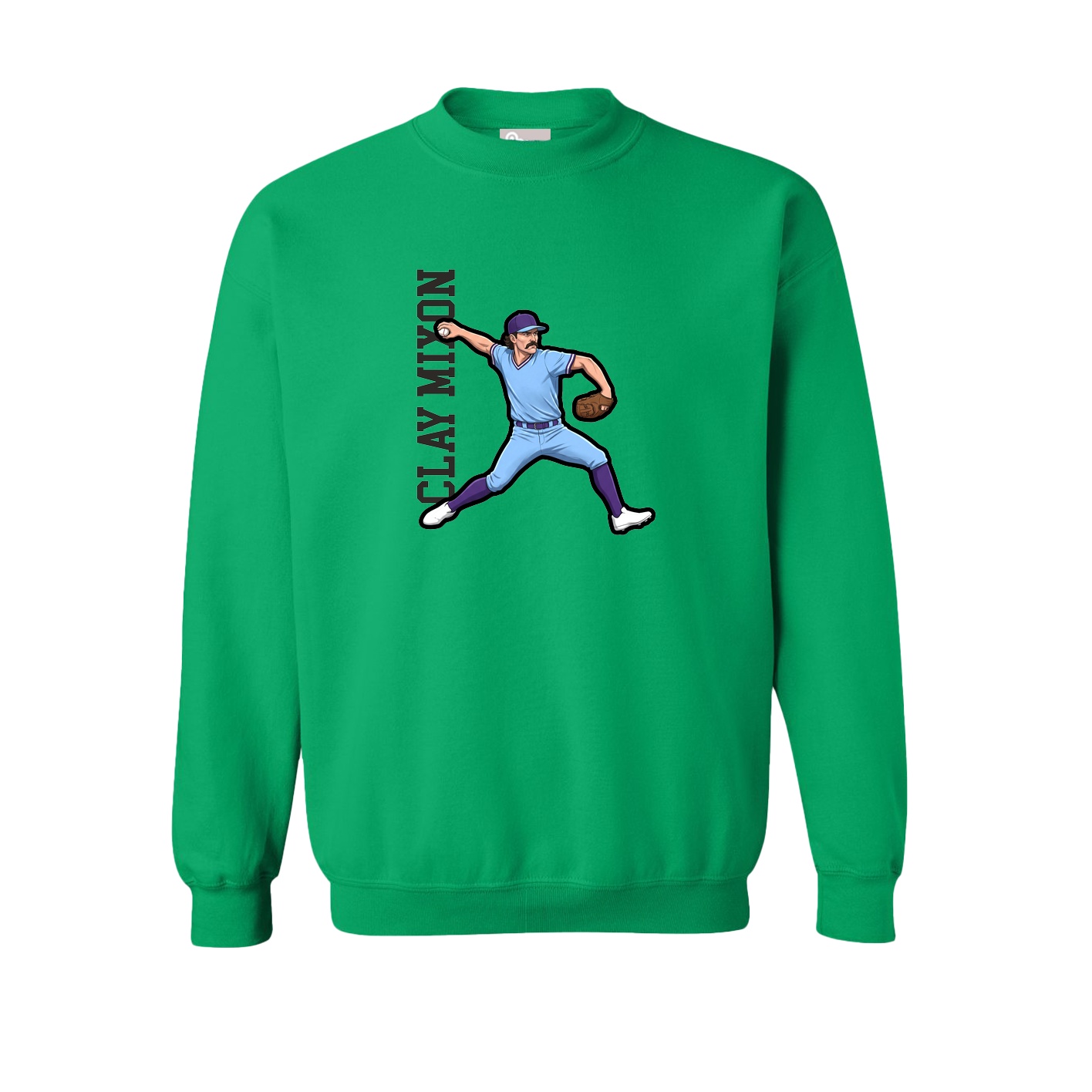 Fleece Crew — Name Vertical in Green
