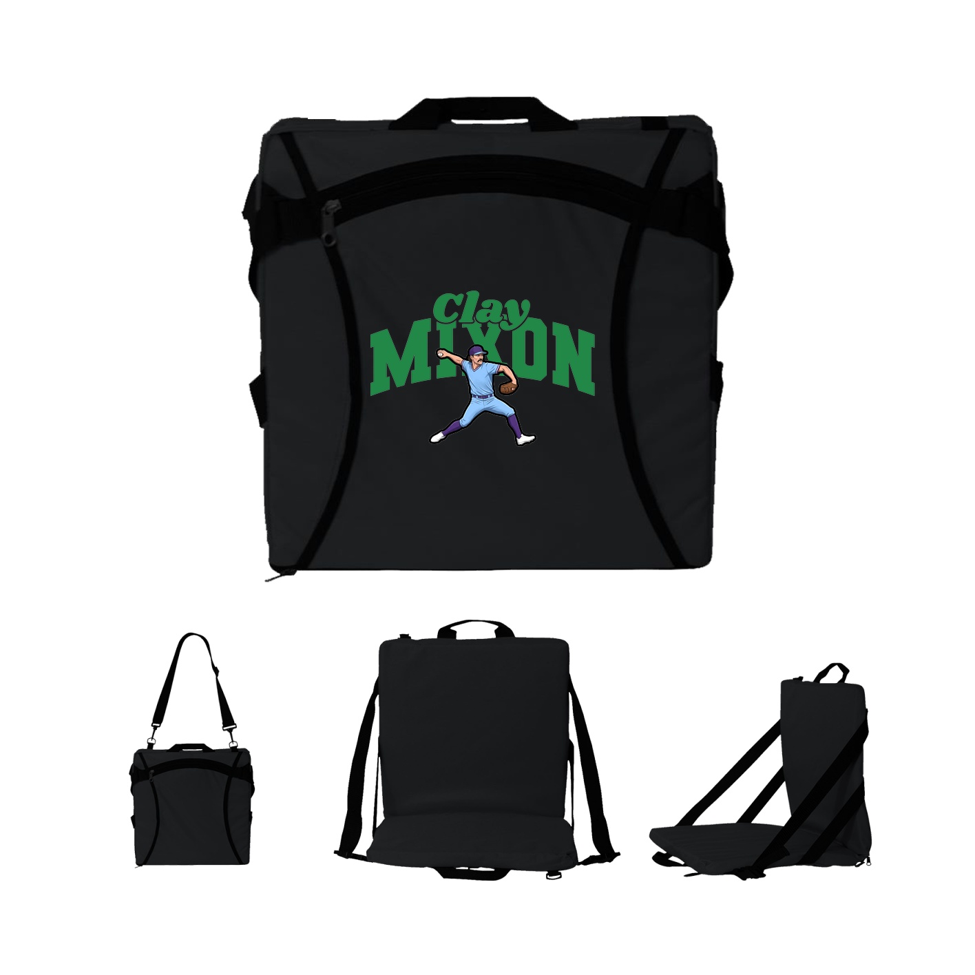 Folding Stadium Seat — Signature Arch in Black