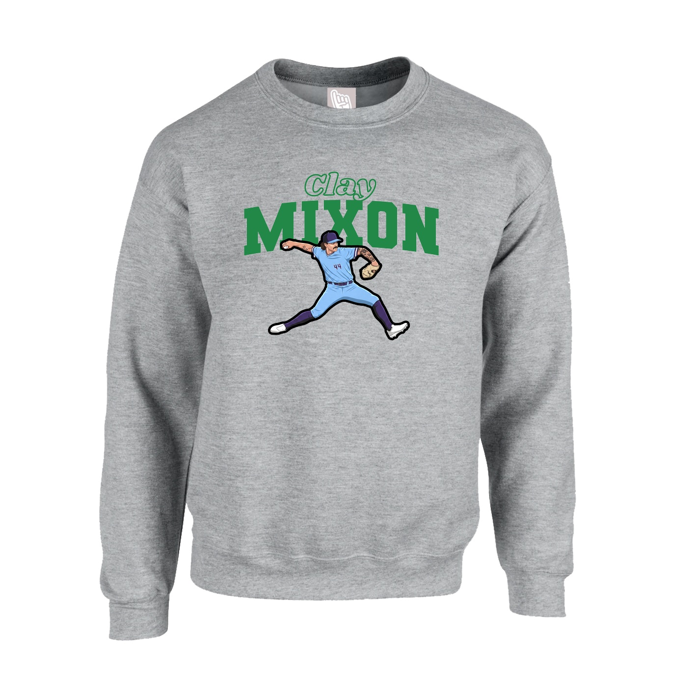 Fleece Crew — Name Arch in Grey