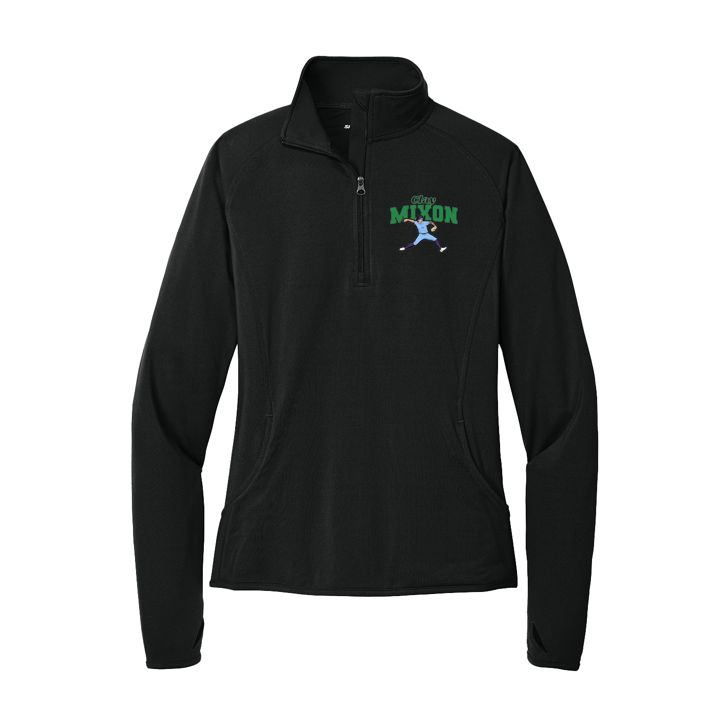 Women's Q-Zip Pullover — Name Arch in Black