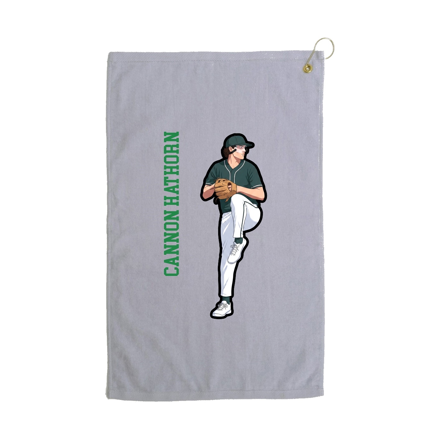 Golf Towel — Name Vertical in Grey