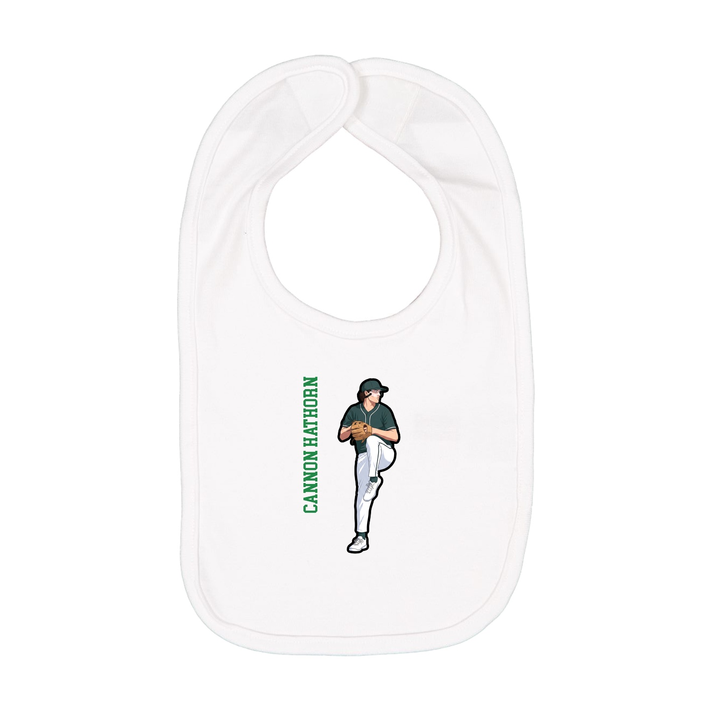 Infant Bib — Name Vertical in White