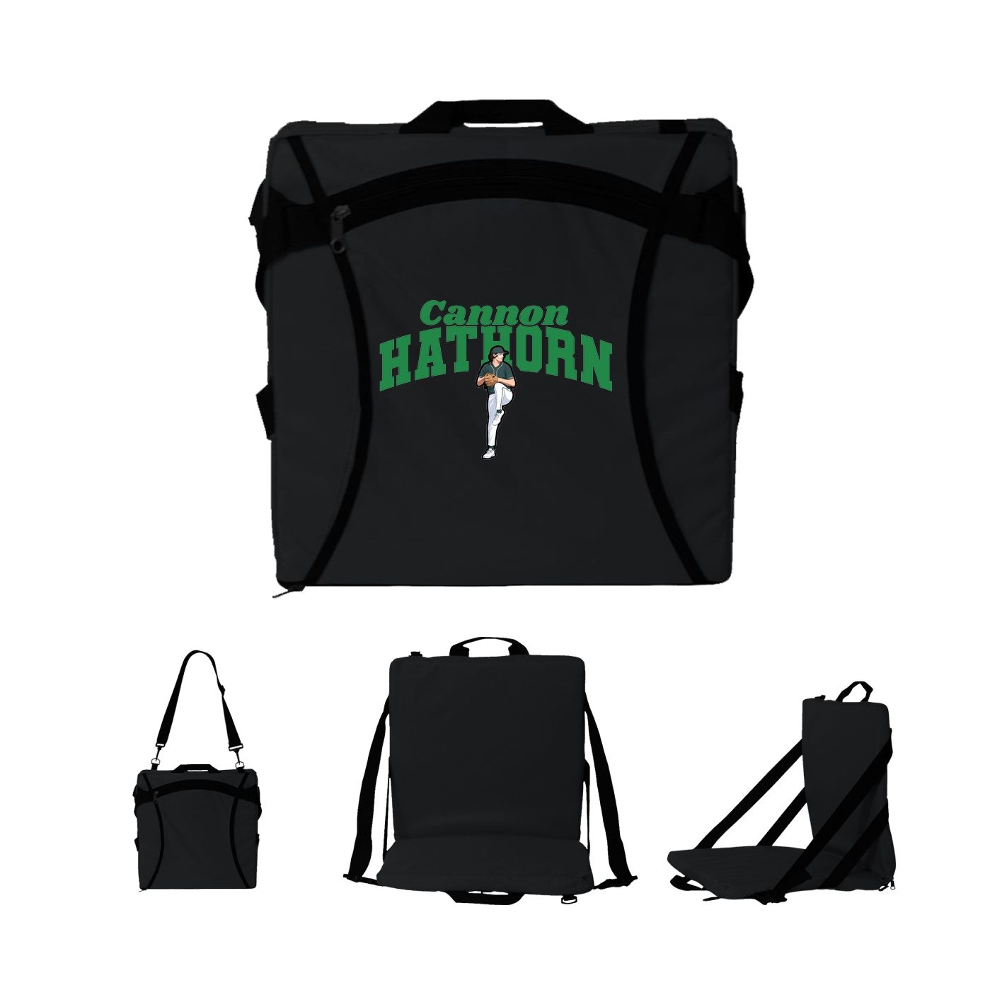 Folding Stadium Seat — Signature Arch in Black