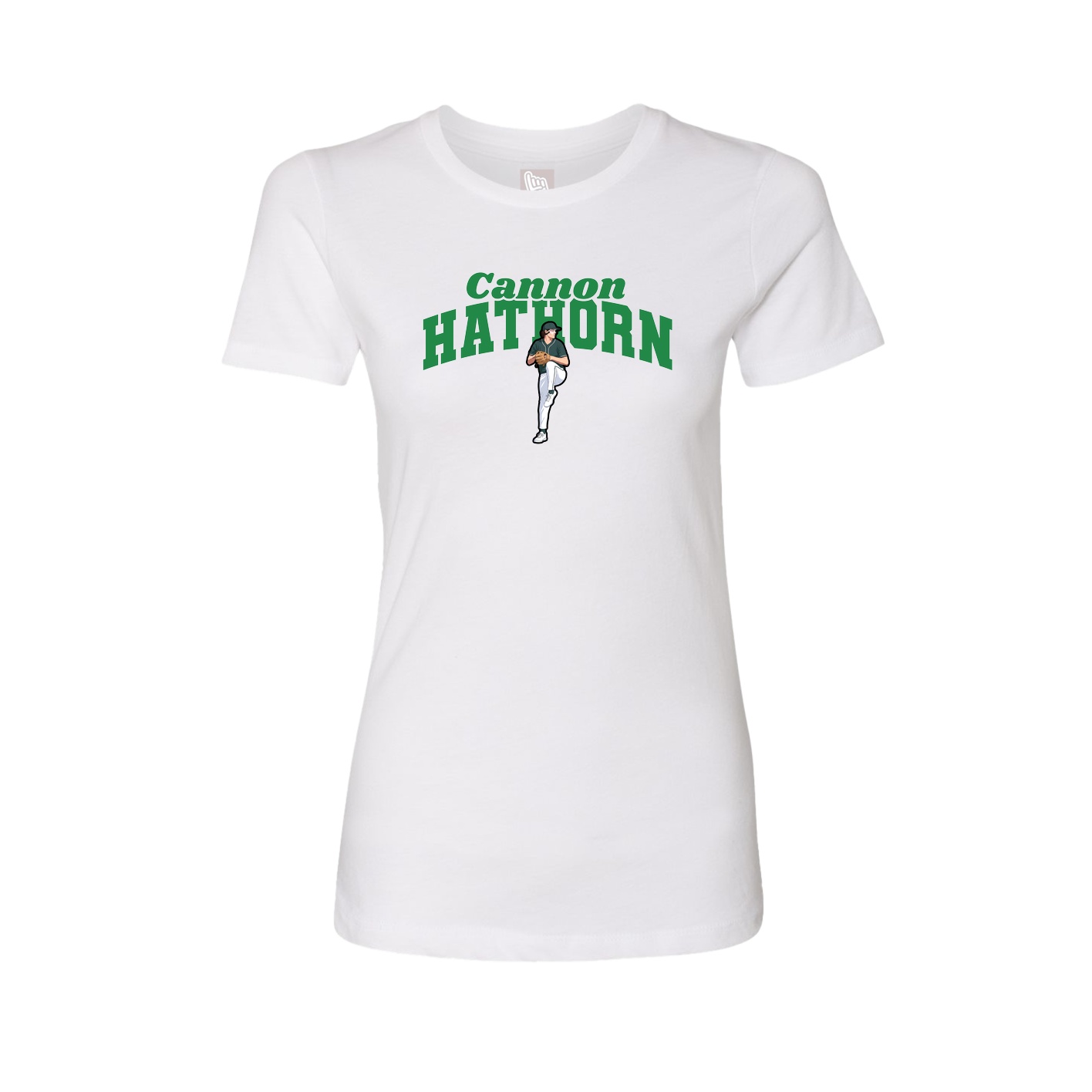 Fitted Women's Tee — Signature Arch in White