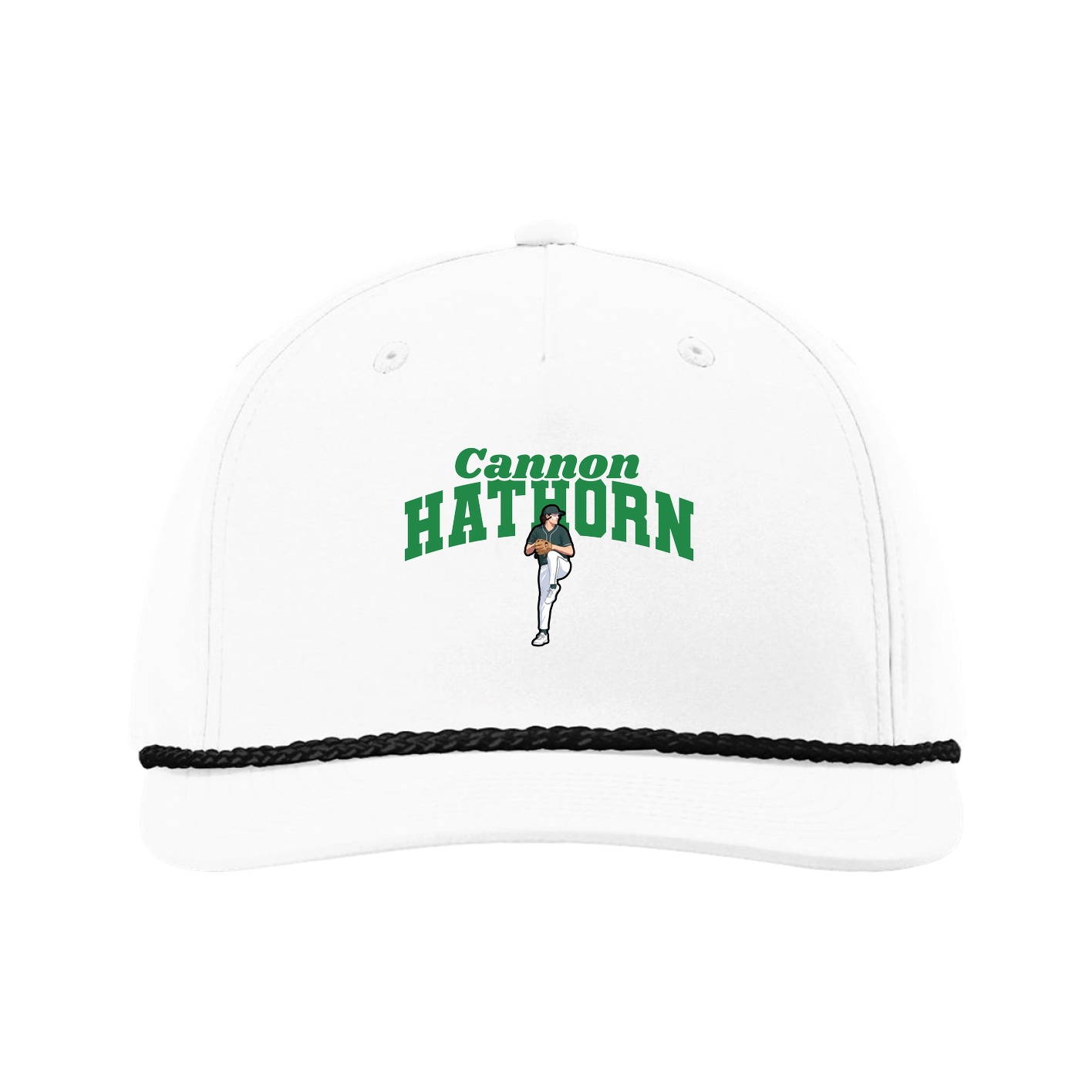 Five-Panel Classic Rope Cap — Signature Arch in White