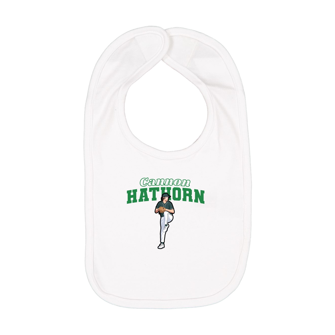 Infant Bib — Name Arch in White