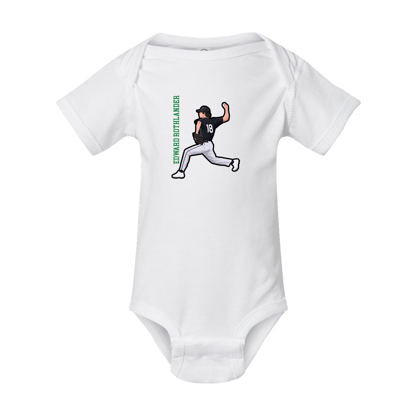 Baby Onesie — Name Vertical in White