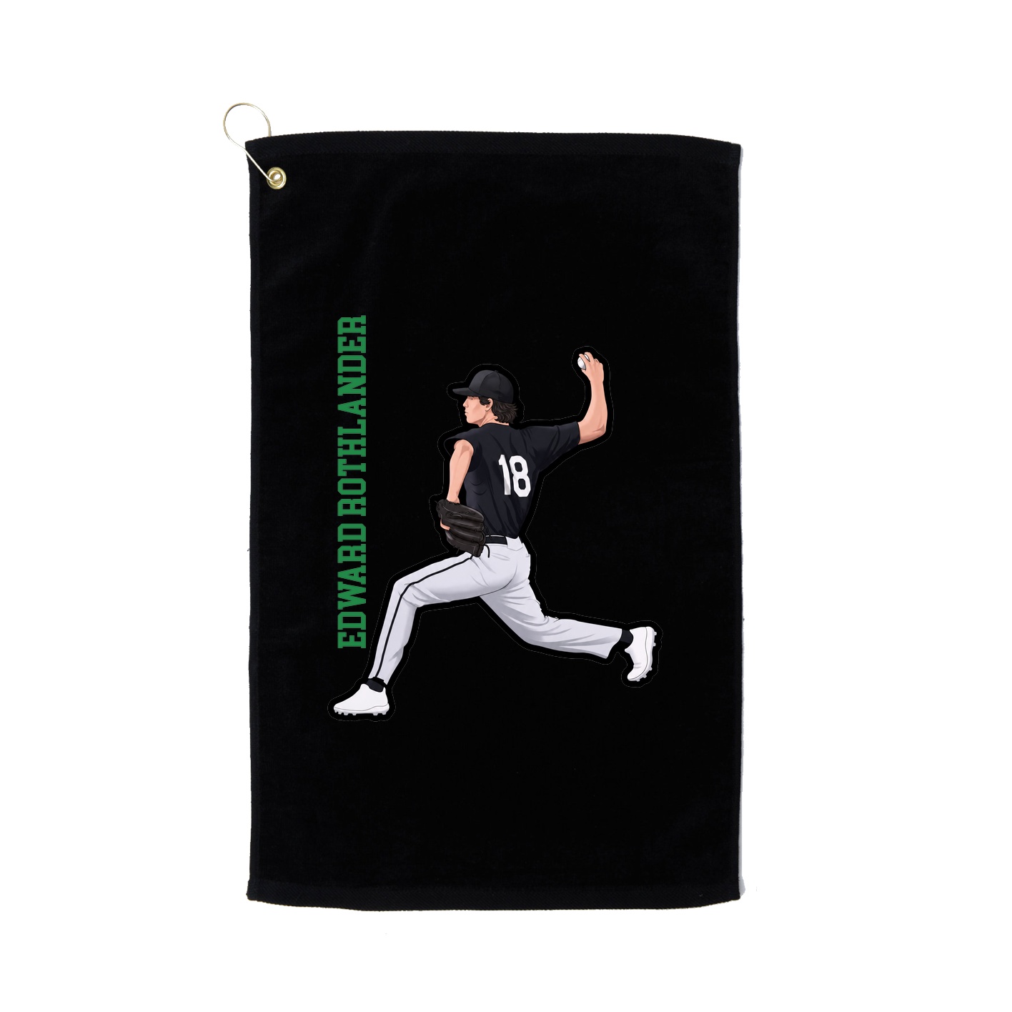 Golf Towel — Name Vertical in Black