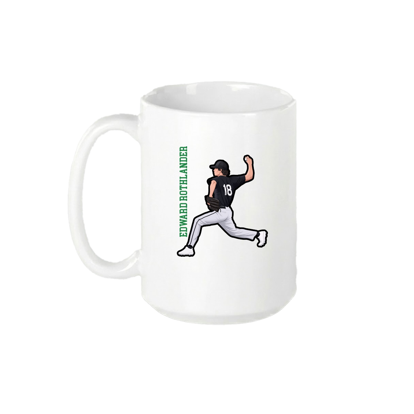 15oz Coffee Mug — Name Vertical in White