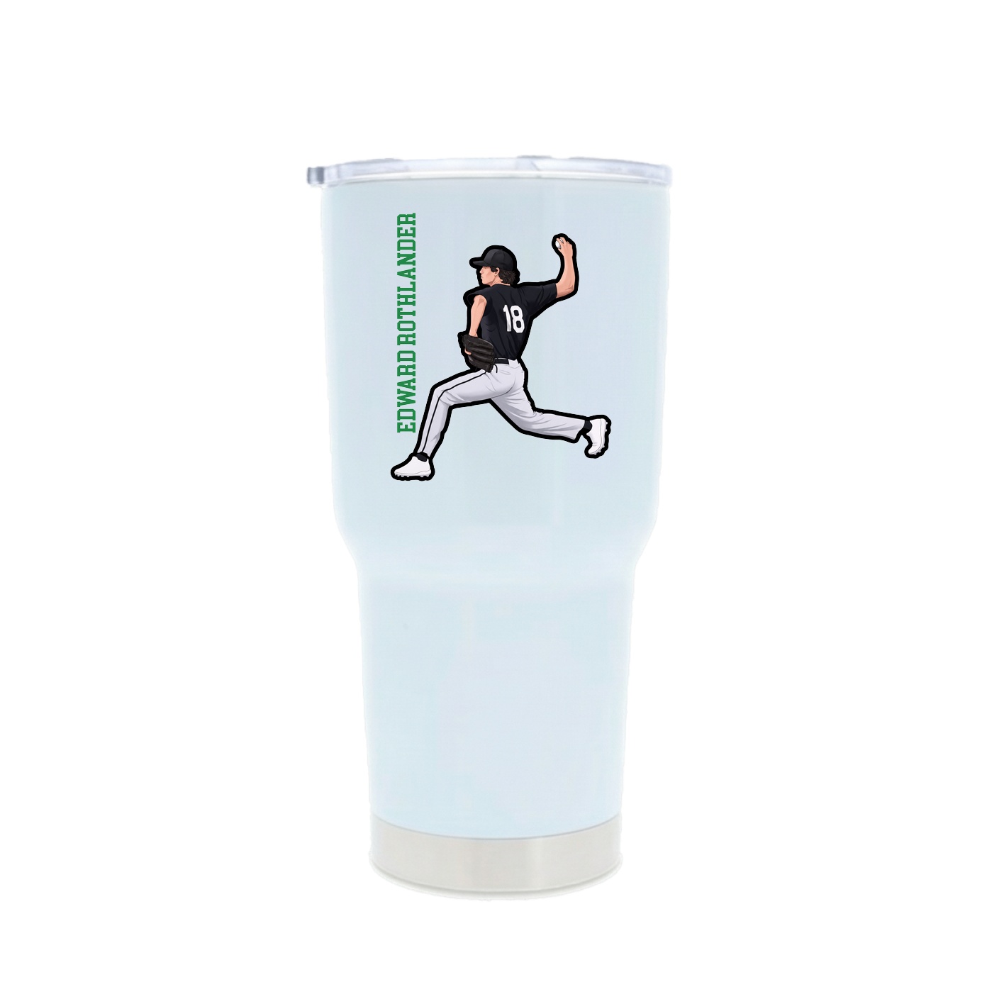 30oz Stainless Steel Tumbler — Name Vertical in White