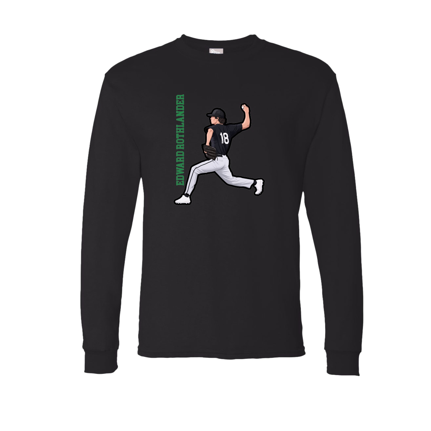 Long Sleeve Tee — Name Vertical in Black