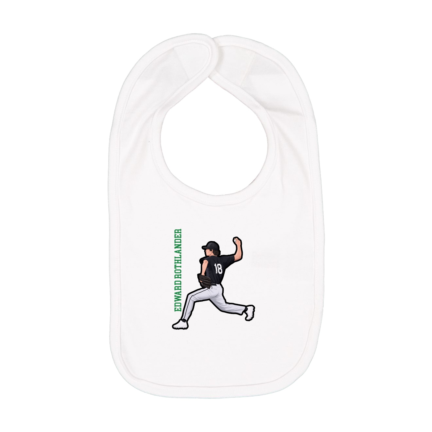 Infant Bib — Name Vertical in White