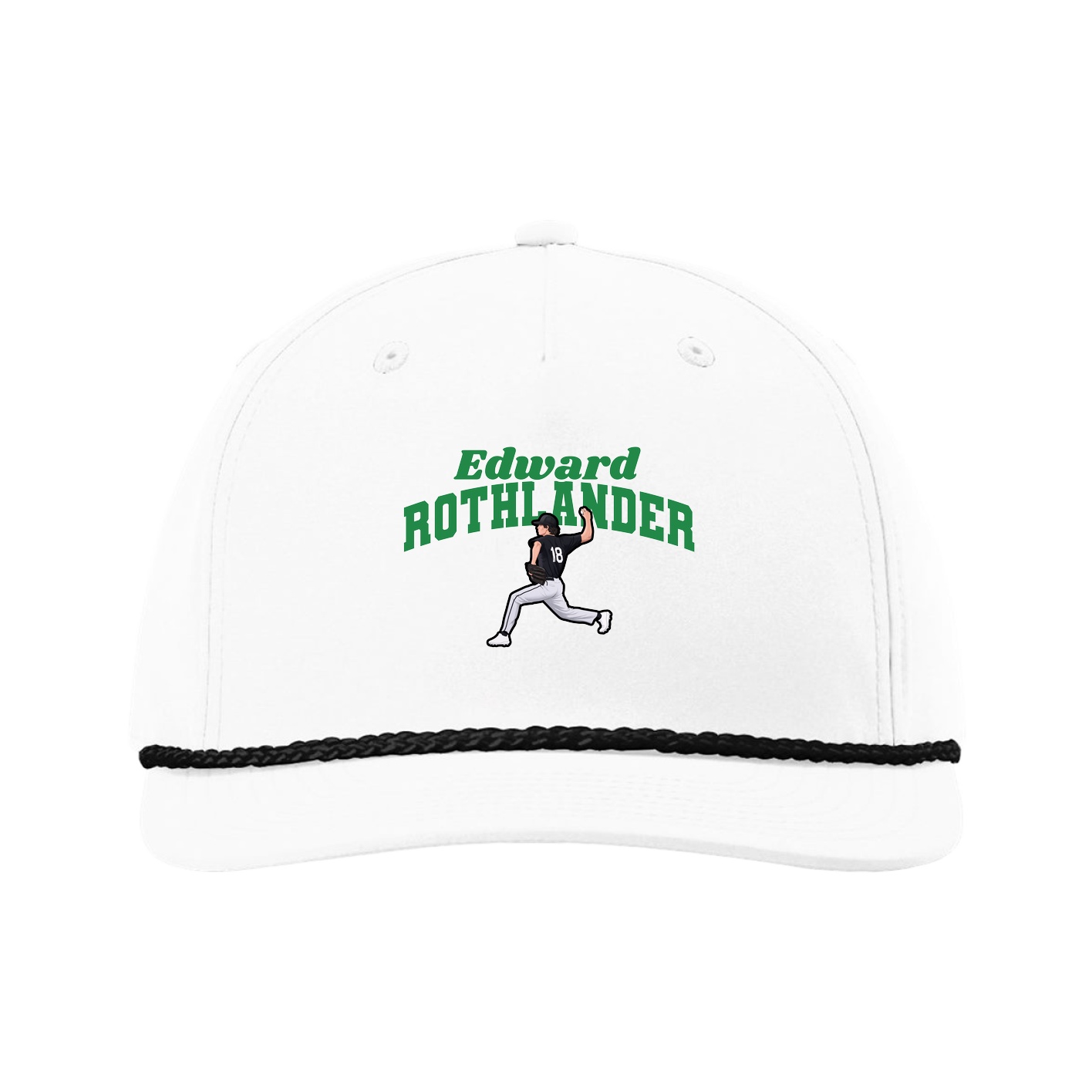 Five-Panel Classic Rope Cap — Signature Arch in White