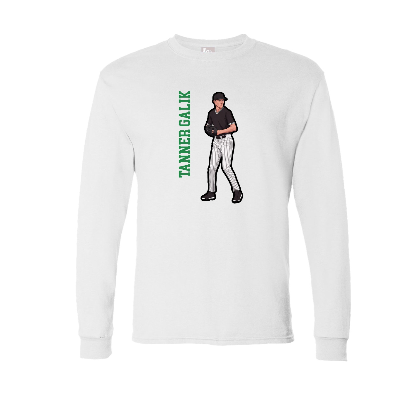 Long Sleeve Tee — Name Vertical in White