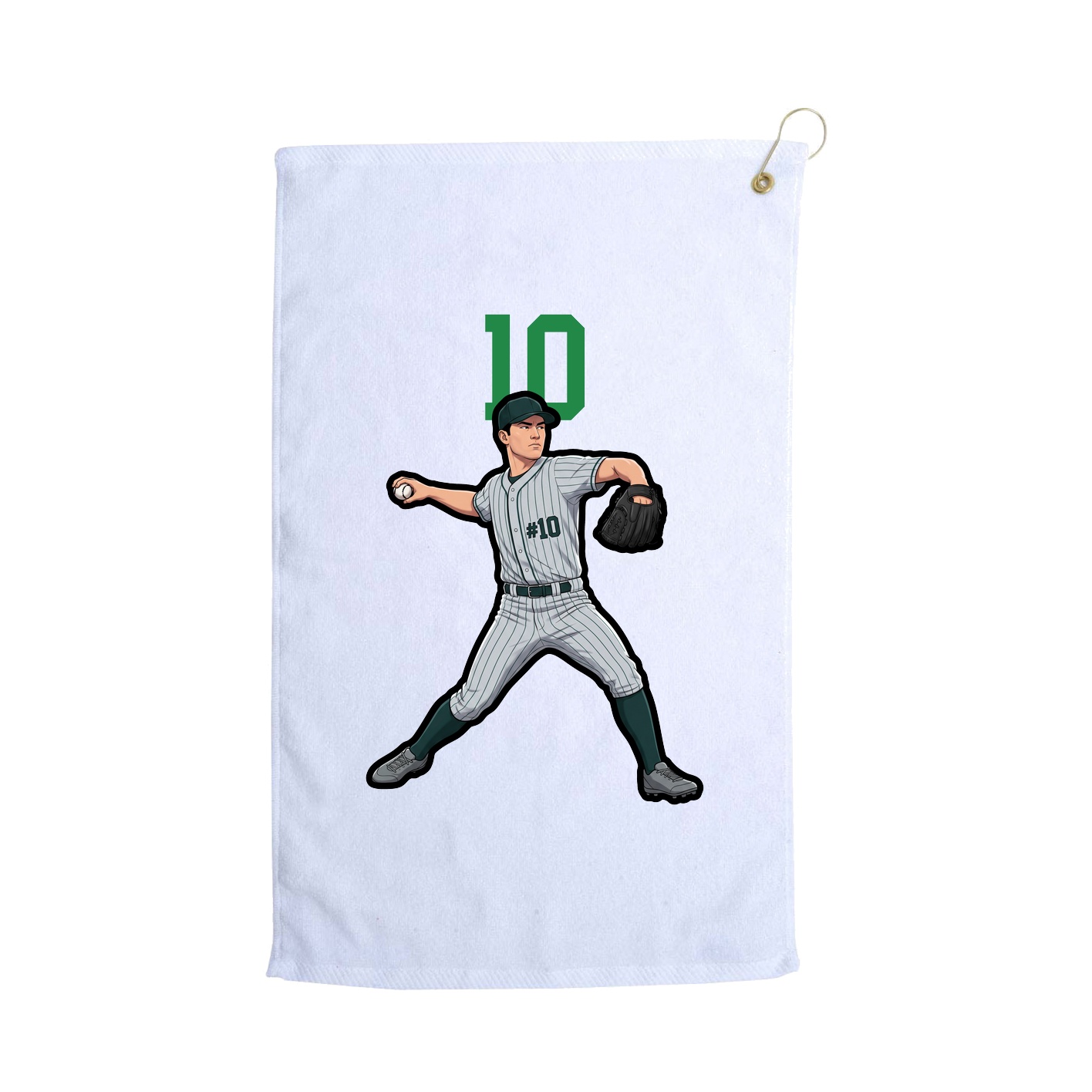 Golf Towel — Number Top in White
