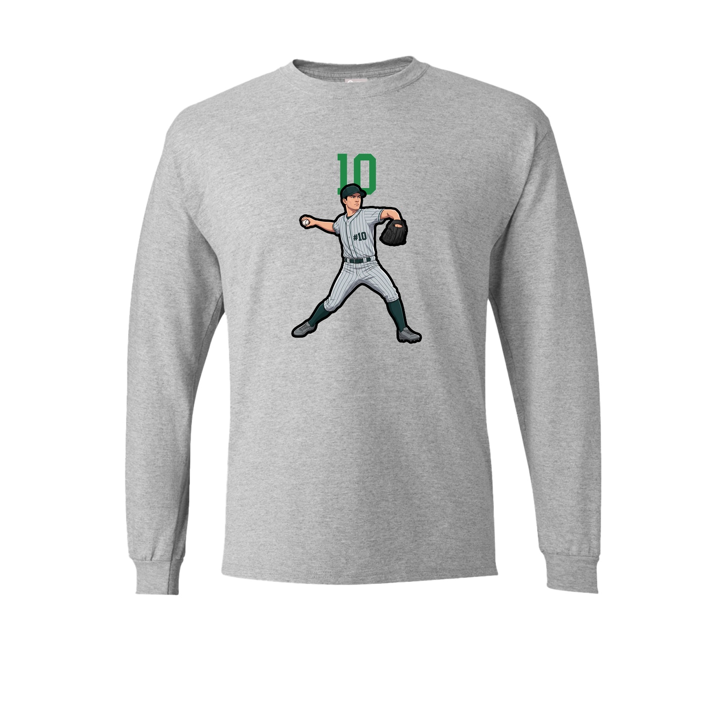 Long Sleeve Tee — Number Top in Grey