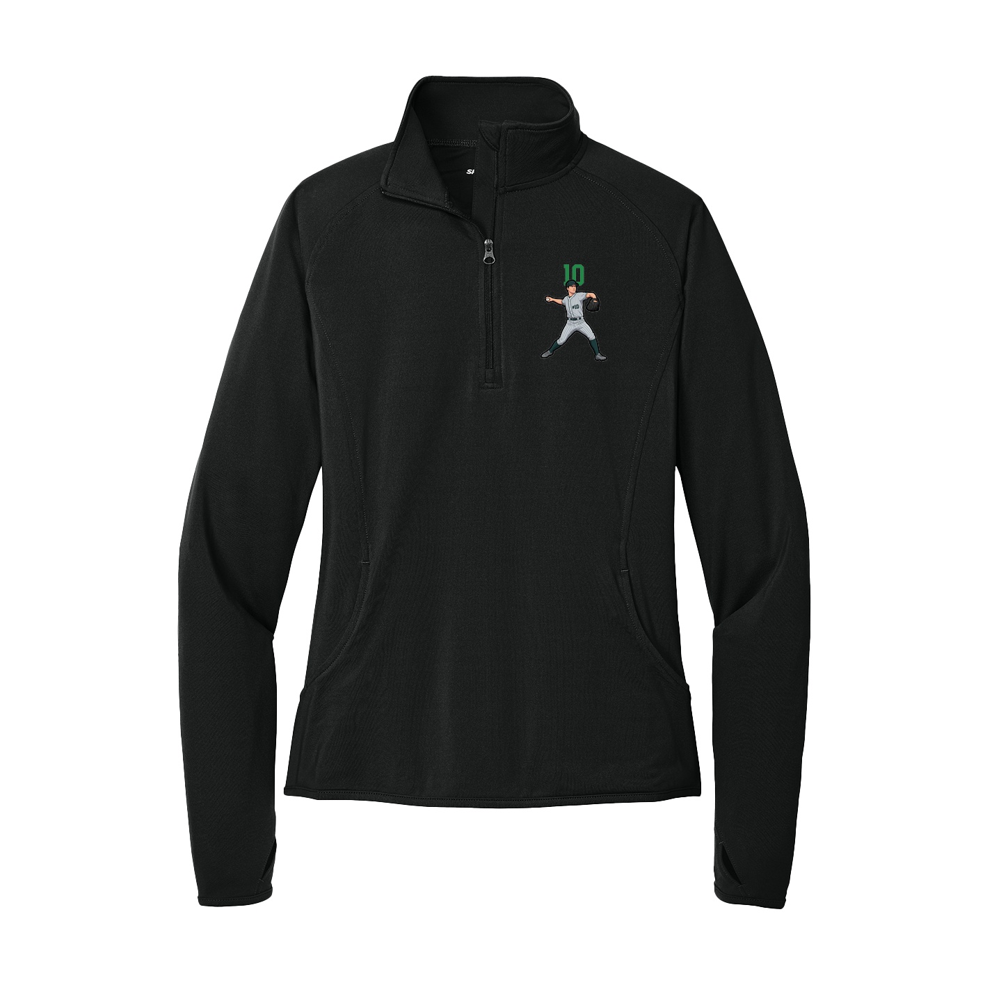 Women's Q-Zip Pullover — Number Top in Black