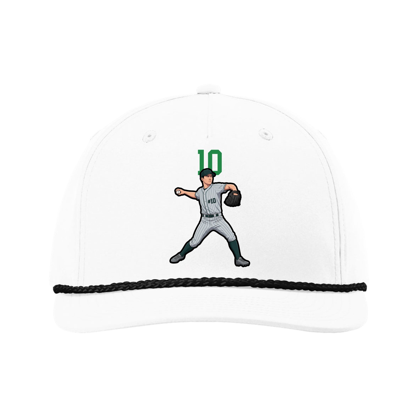 Five-Panel Classic Rope Cap — Number Top in White