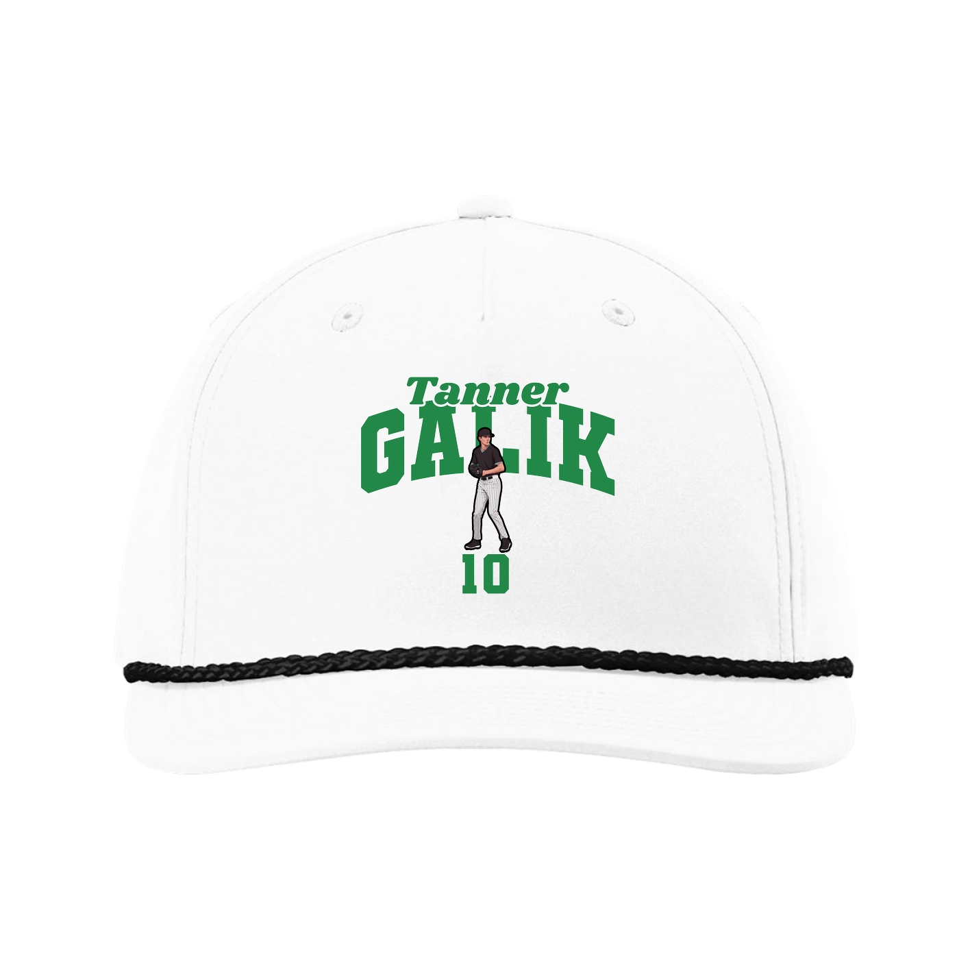 Five-Panel Classic Rope Cap — Signature Arch in White
