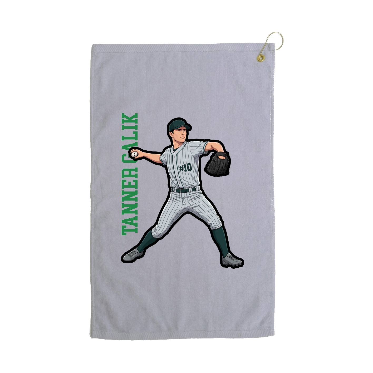 Golf Towel — Name Vertical in Grey