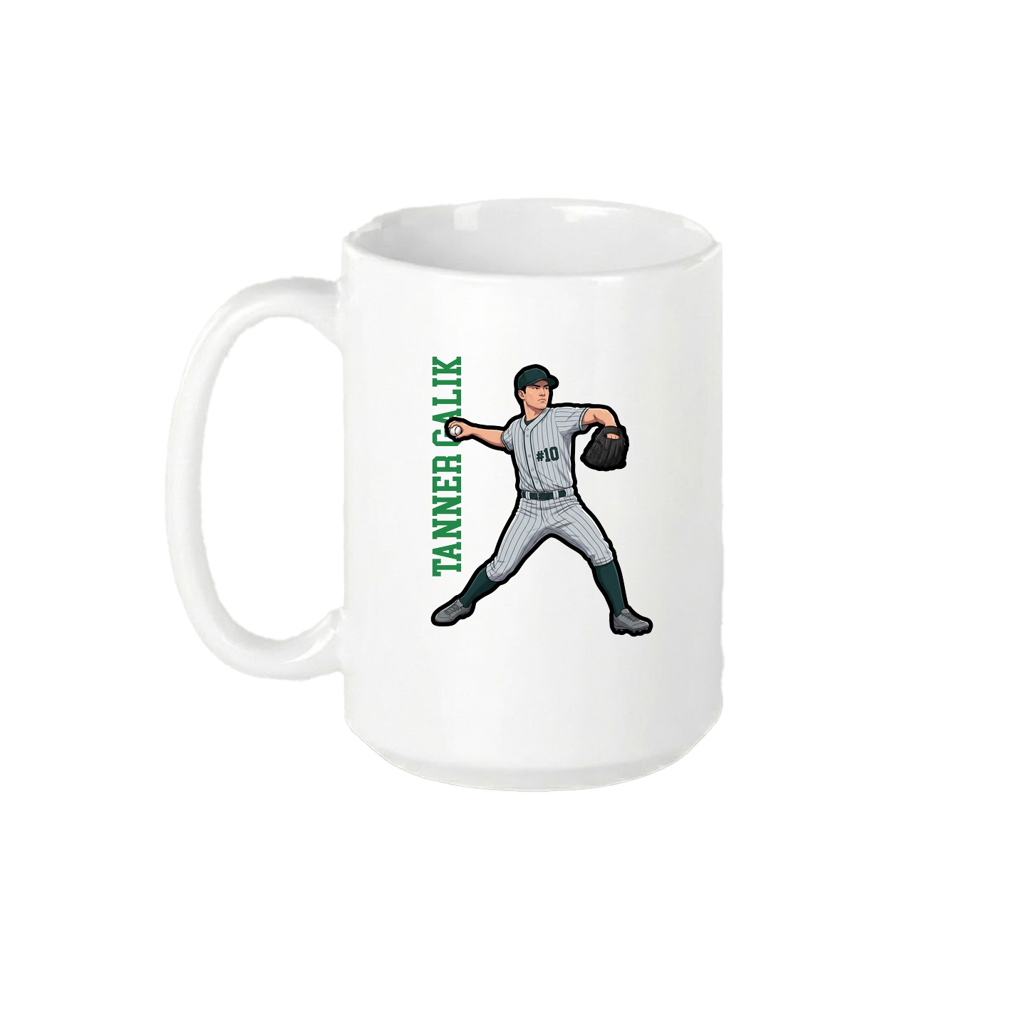 15oz Coffee Mug — Name Vertical in White
