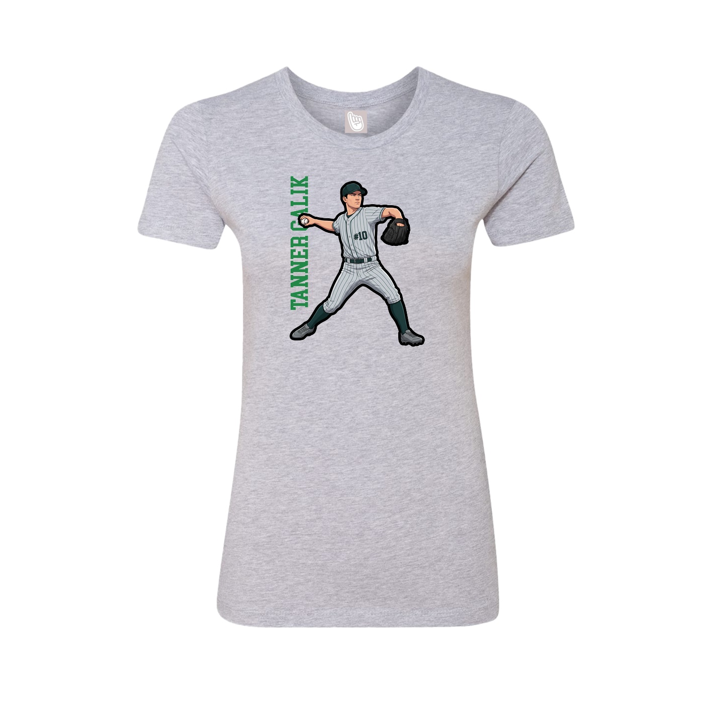 Fitted Women's Tee — Name Vertical in Grey