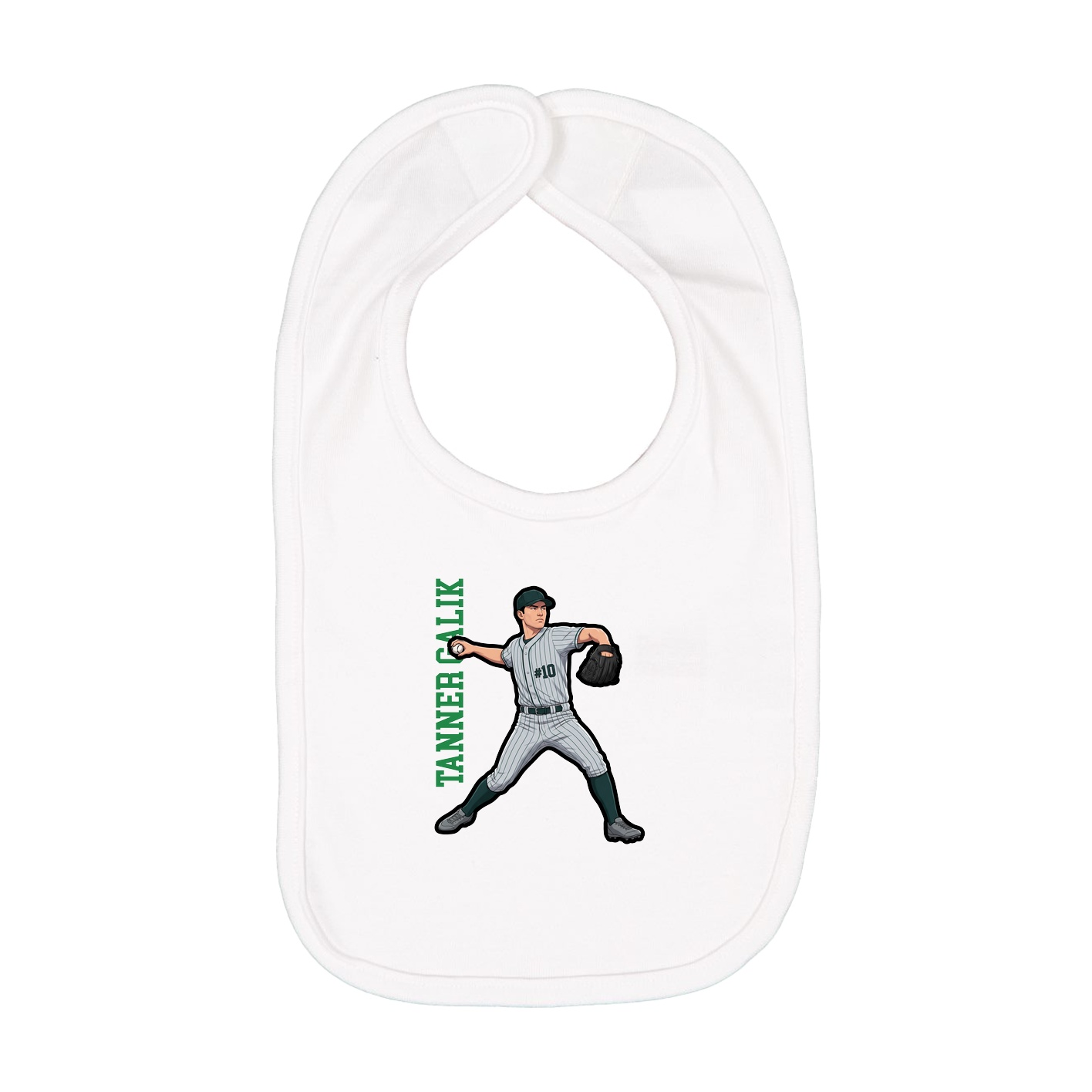 Infant Bib — Name Vertical in White