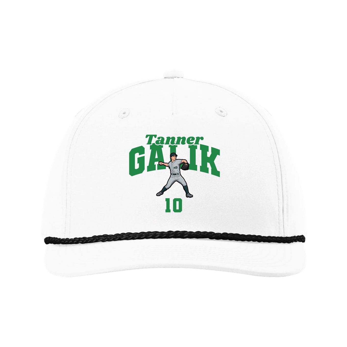 Five-Panel Classic Rope Cap — Signature Arch in White