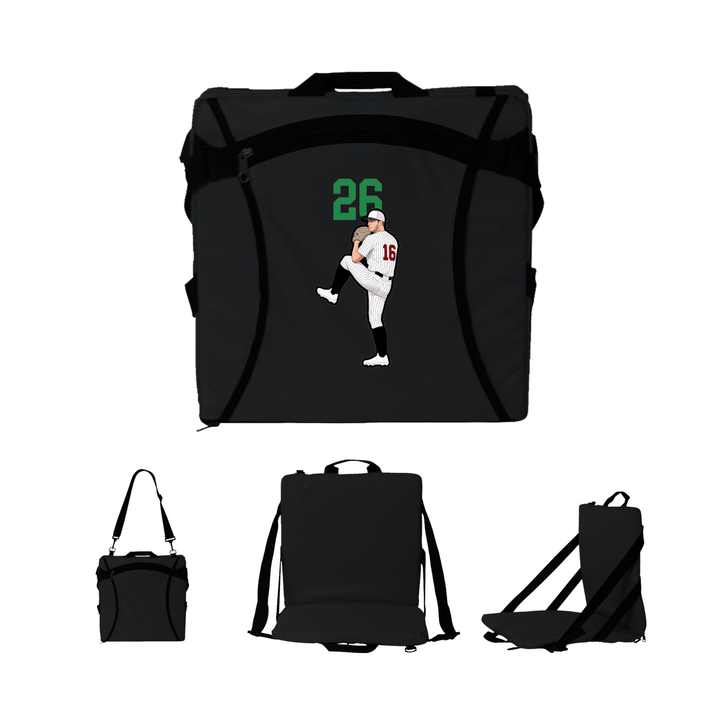 Folding Stadium Seat — Number Top in Black