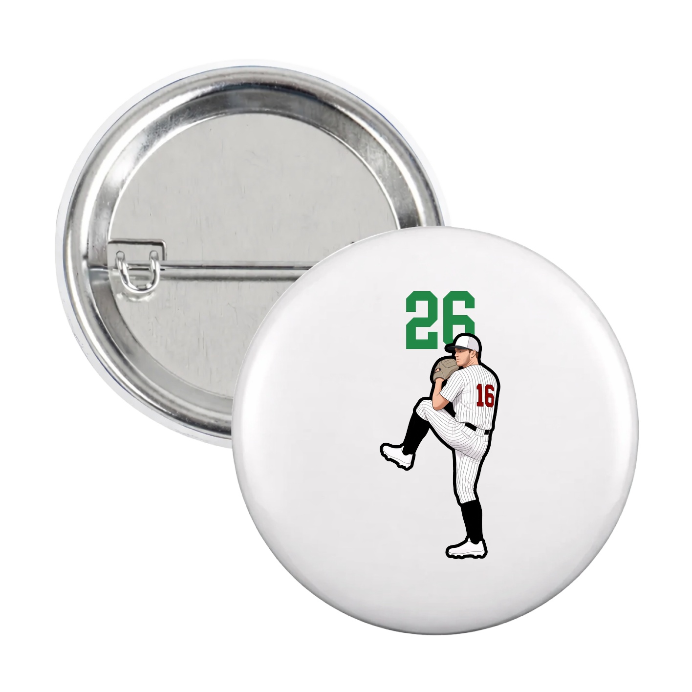 Game Day Button — Number Top in White