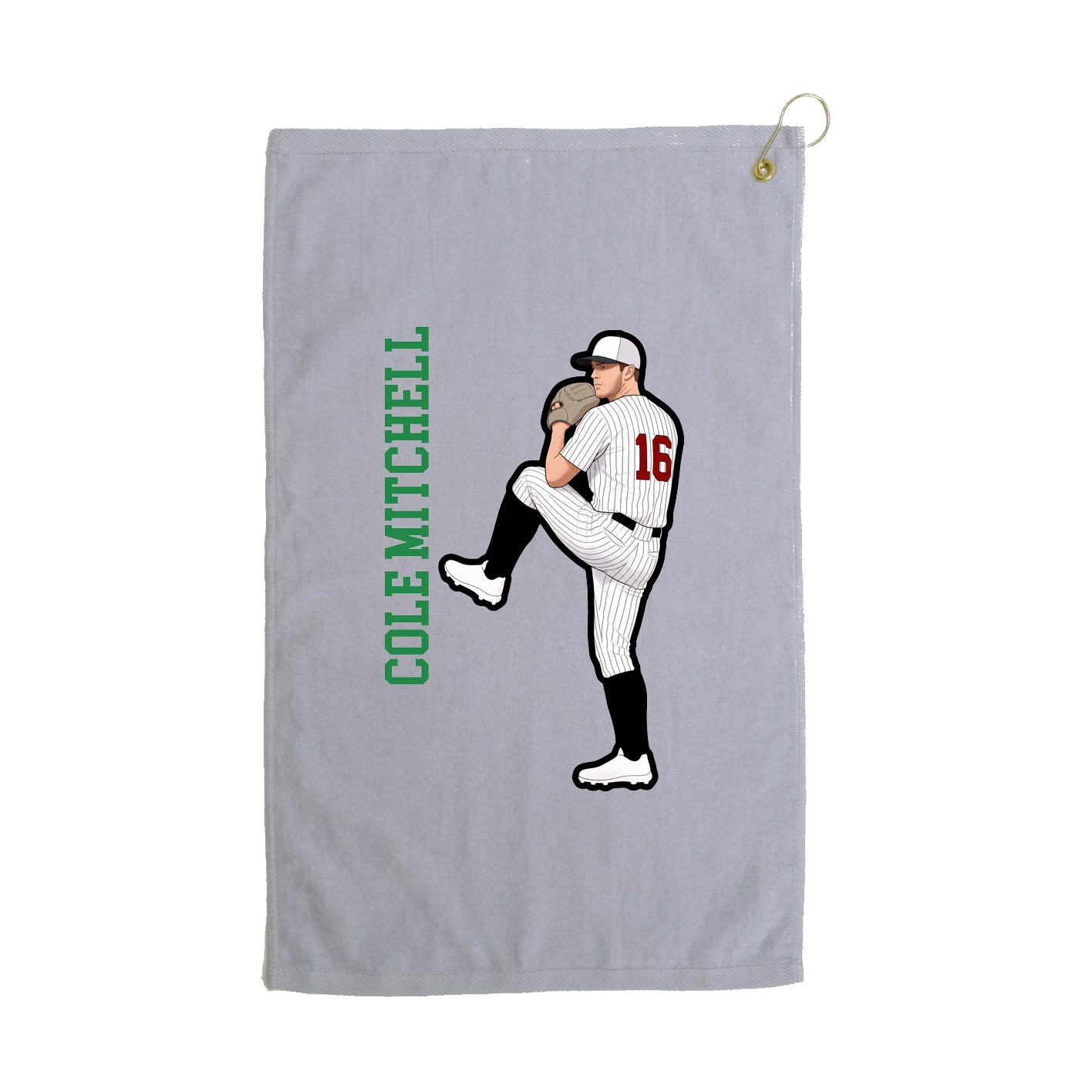 Golf Towel — Name Vertical in Grey