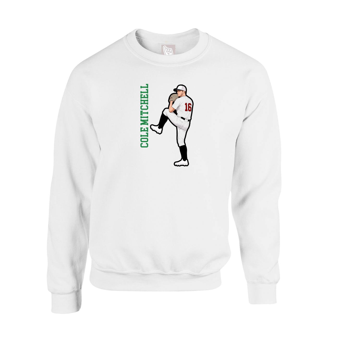 Fleece Crew — Name Vertical in White