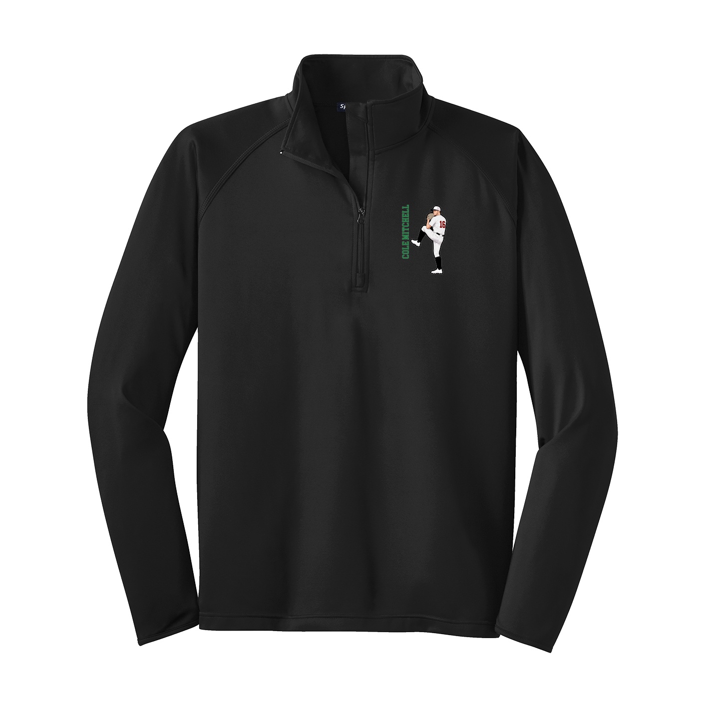 Q-Zip Pullover — Name Vertical in Black