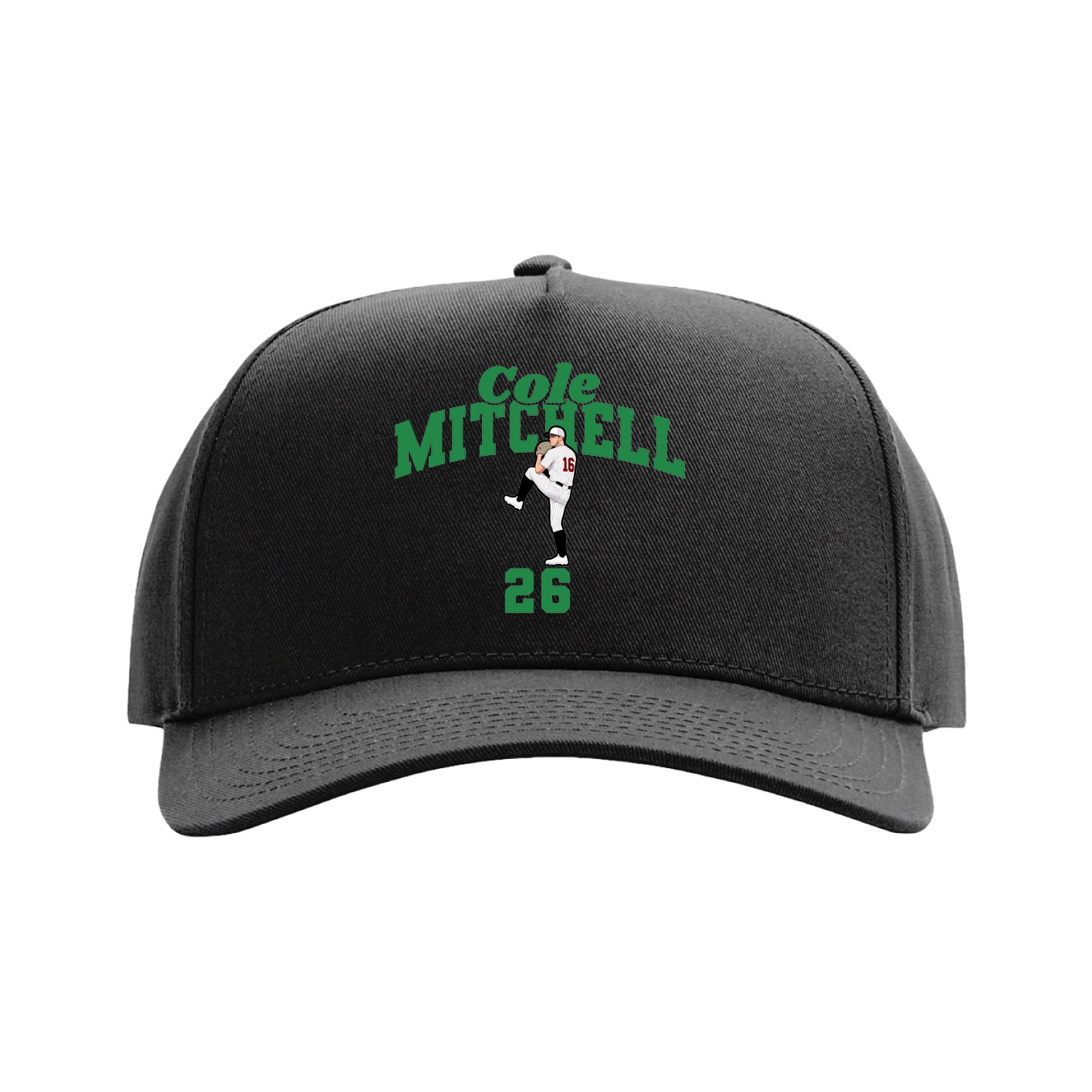 Full Fabric Five-Panel Champ Cap — Signature Arch in Black