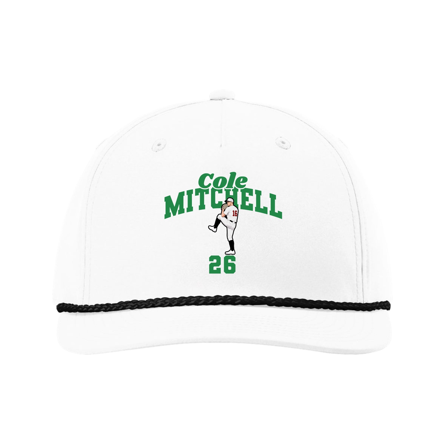 Five-Panel Classic Rope Cap — Signature Arch in White