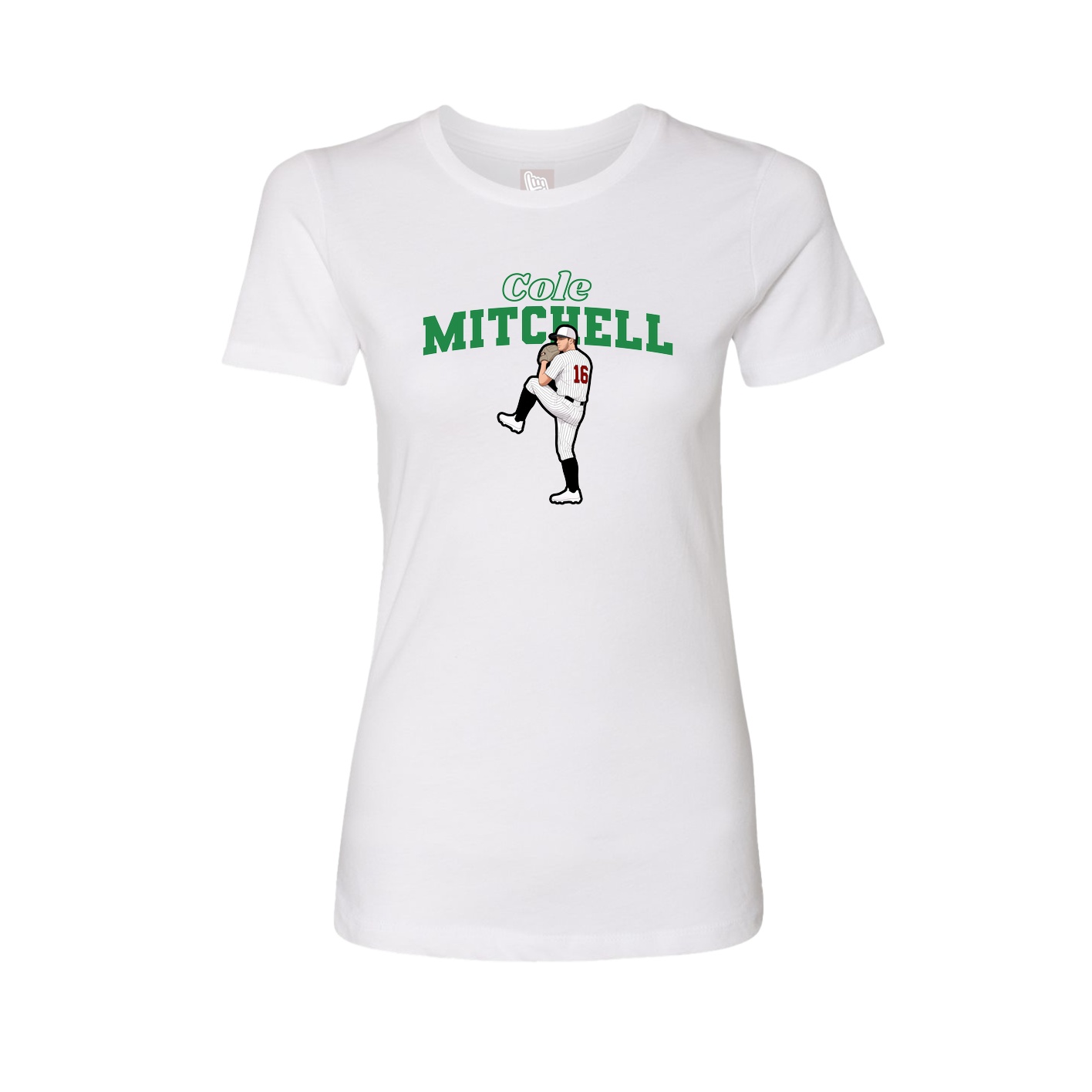 Fitted Women's Tee — Name Arch in White